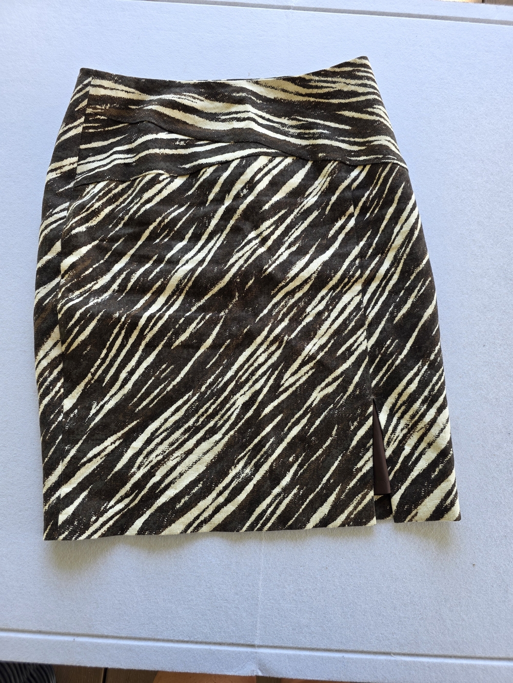 Worth Zebra-Print Mini Skirt in Brown and Cream